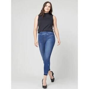 Spanx | Distressed Ankle Skinny Jeans Jeggings Medium Wash